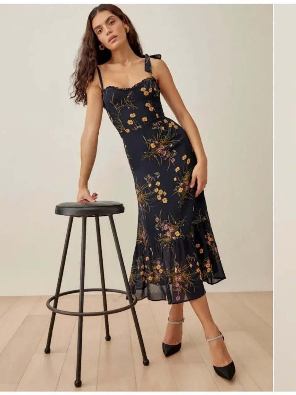Navy Floral Reformation Nikita Dress